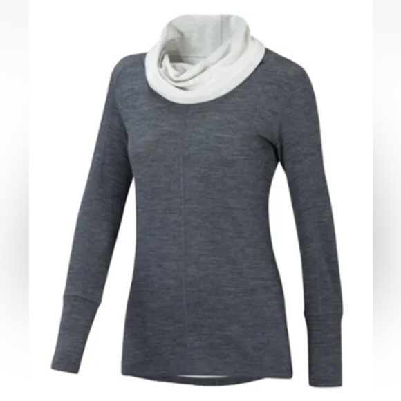ibex Sweaters - Ibex Gray Dyad Merino Wool Blend Cowl Neck Long Sleeve Sweater Sz Medium